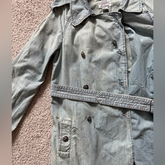 Ralph Lauren Polo Jeans Co. Belted Light Wash Trench Coat Size Medium - Picture 3 of 16